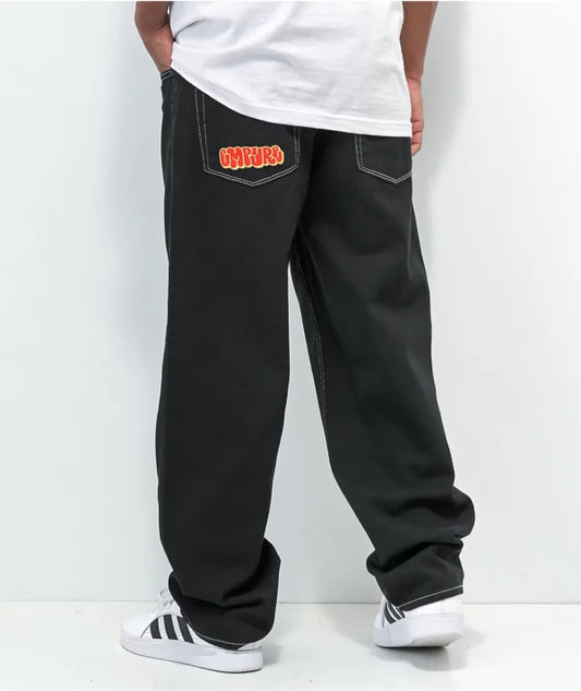 Empyre Loose Fit Embroidered Denim Black Skate Pants