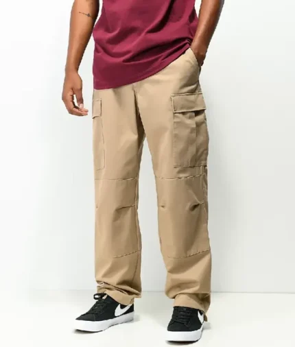 Empyre Loose Fit Khaki Cargo Skate Jeans
