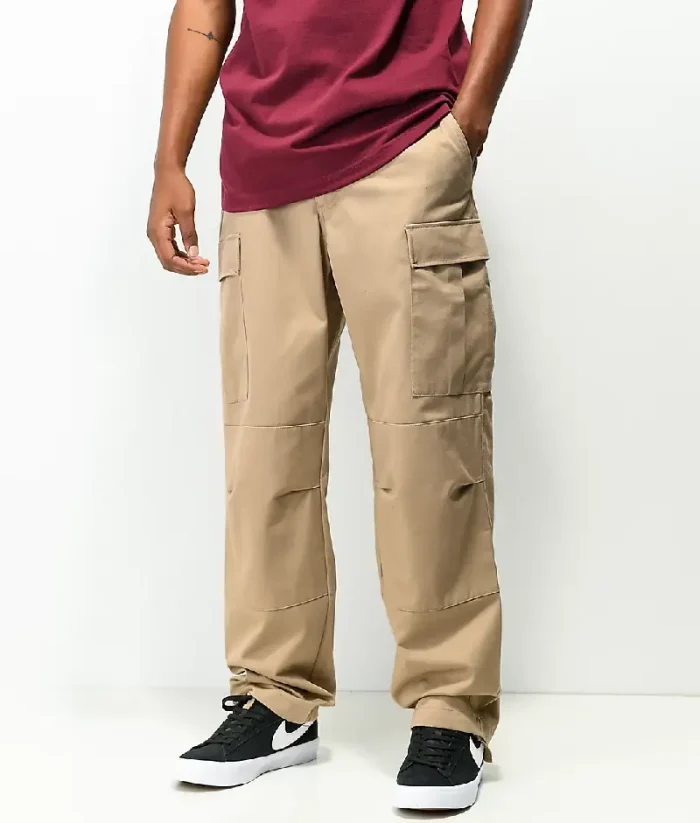 Empyre Loose Fit Khaki Cargo Skate Jeans